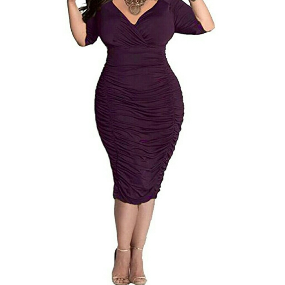 Deep V neck bodycon dress